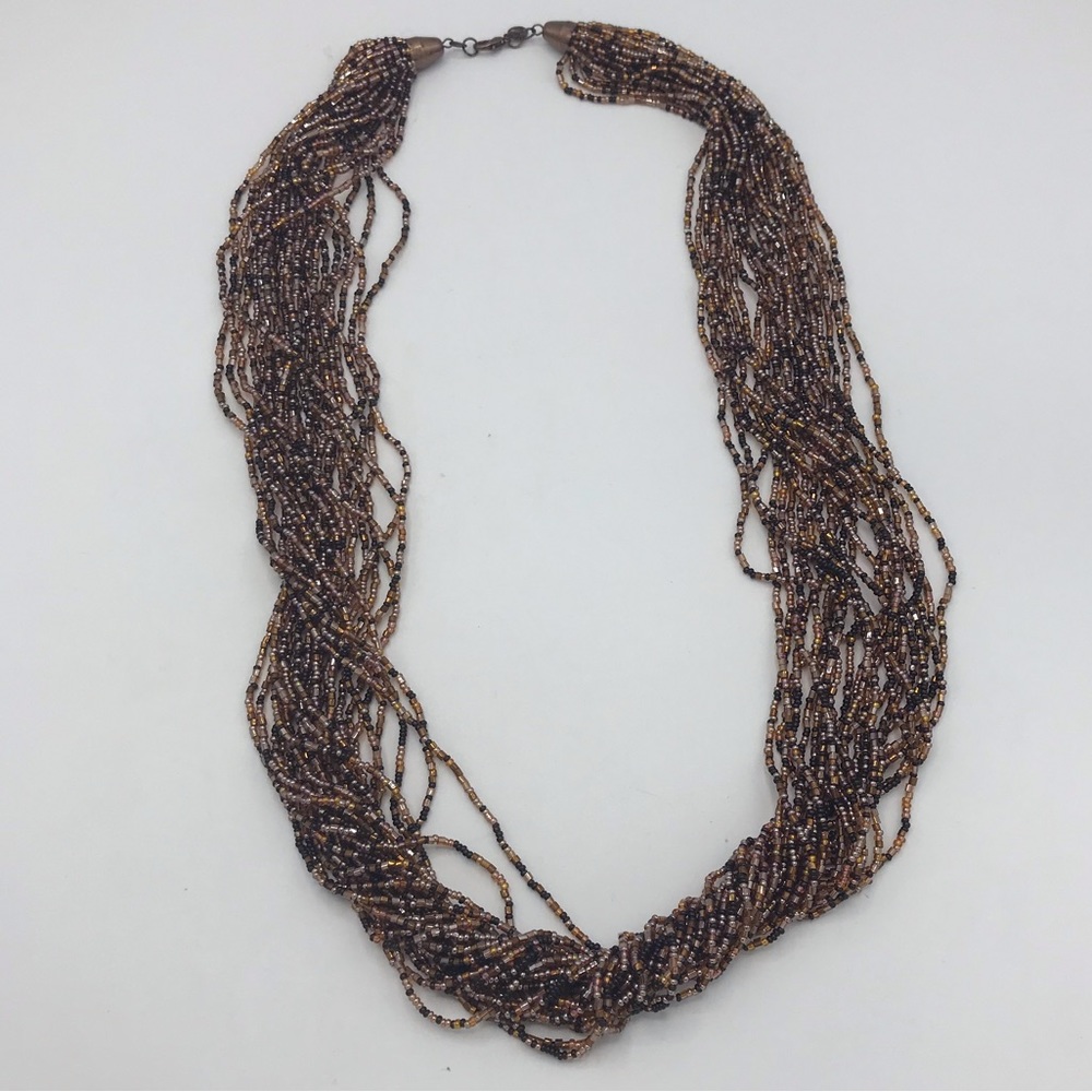 Mark Zunino for Nolan Miller Abundant Bead Necklace Brown 36 Inch NIB